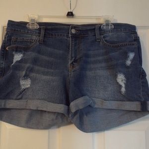Blue Ripped Jean Shorts